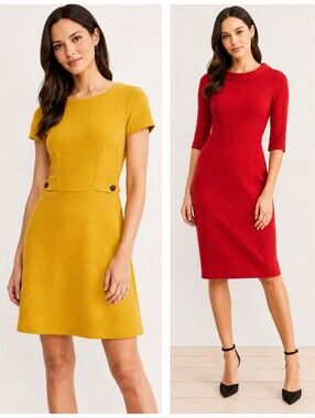 Boden Dress Bundle Of 2 Women's Size 4 LONG Work Office Business Red / Yellow